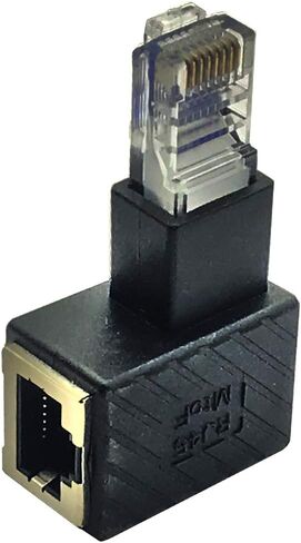 2Pack 90 Degree Left Angled Ethernet LAN RJ45 Male to Female Adapter Shielded Network Patch Connector (Black Left Angled) in Saudi Arabia