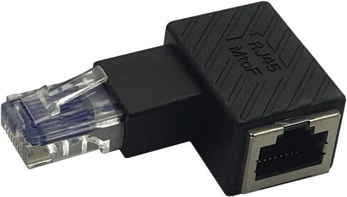 2Pack 90 Degree Left Angled Ethernet LAN RJ45 Male to Female Adapter Shielded Network Patch Connector (Black Left Angled) in Saudi Arabia