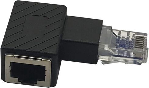 2Pack 90 Degree Left Angled Ethernet LAN RJ45 Male to Female Adapter Shielded Network Patch Connector (Black Left Angled) in Saudi Arabia