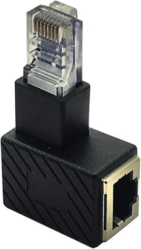 2Pack 90 Degree Left Angled Ethernet LAN RJ45 Male to Female Adapter Shielded Network Patch Connector (Black Left Angled) in Saudi Arabia