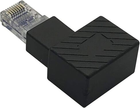 2Pack 90 Degree Left Angled Ethernet LAN RJ45 Male to Female Adapter Shielded Network Patch Connector (Black Left Angled) in Saudi Arabia