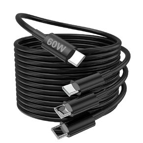 3Pack USB C Cable 10ft, USB C to USB C Cable, 60W USBC Type C Fast Charging Cord 10 ft for iPhone 15/Pro/Plus/Pro Max, iPad Mini 6/ Pro 2021, iPad Air 4, MacBook Pro 2020, White