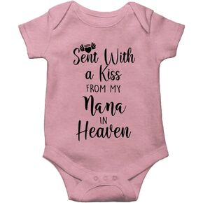 Baby Bodysuit,Sent with A Kiss from My Nana in Heaven-Newborn Infant Baby Bodysuit Pink Short Sleeve 0-3 Months