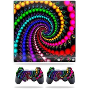 MightySkins Skin Compatible with Sony Playstation 3 PS3 Slim Skins + 2 Controller Skins Sticker Trippy Spiral