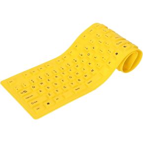 ASHATA Foldable Silicone Keyboard USB Wired Keyboard Mute Waterproof Rollup Keyboard for PC Laptop Notebook, 2 Color, 108 Keys(Green)