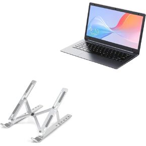 BoxWave Stand and Mount Compatible with Chuwi HeroBook Air - Compact QuickSwitch Laptop Stand, Portable, Multi Angle Viewing Stand - Metallic Silver