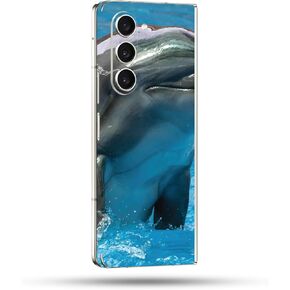 MightySkins Skin Compatible with Samsung Galaxy Z Fold 5 Full Wrap - Dolphin Greeting | Protective, Durable, and Unique Vinyl Decal wrap Cover | Easy to Apply & Change Styles | Made in The USA