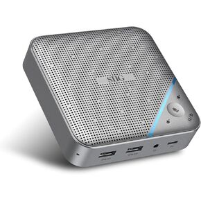 SIIG Conference Room Omnidirectional Microphone, USB-C Speakerphone, Multi Port Mini Dock with 1x 4K HDMI, USB 3.0 Ports and PD 100W, Plug-N-Play, Mac and Windows, Silver (JU-DK0S11-S1)