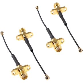 Oiyagai 4Pcs 5cm/2" Antenna WiFi Pigtail Cable SMA Female Panel Mount 2 Hole to UFL./ipx MHF1 1.13 Cable