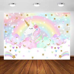 Avezano Rainbow Unicorn Backdrop Magical Rainbow Unicorn Birthday Party Photoshoot Photography Background 7x5ft Glitter Star Rainbow Sky Unicorn Parties Decorations Backdrops