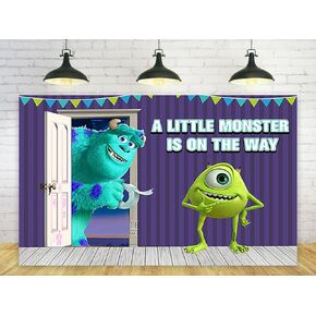 Monster Inc Backdrop for Gender Reveal Party Decorations Monster Inc Background for Baby Shower Party Cake Table Decorations Supplies a Little Monster is on The Way Theme Banner 5x3ft