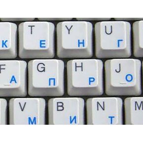 Russian Transparent Keyboard Sticker Blue Letters for Computer Laptop
