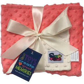 Reversible Unisex Children's Soft Baby Blanket Minky Dot (Coral/Cream)