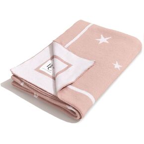 Bellis & Company - Star Print Baby Blanket - 100% Cotton, Reversible, Soft, Cozy, Breathable, Unisex Receiving Blanket - Perfect for Baby Boy or Baby Girl Nursery (Pink)