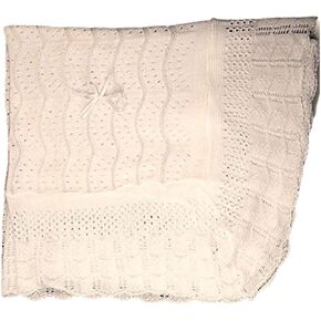 Ivory Baby Blanket, knit yarn, Elegant Baby Receiving Blanket, Christening Shawl Baptism, 40x50 inches, Machine Wash