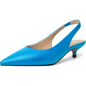 Womens Cute Slip On Matte Dating Pointed Toe Slingback Kitten Low Heel Pumps Shoes 1.5 Inch