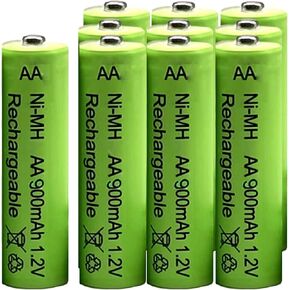 10 Packs 1.2V AA 900mAh Ni-MH Rechargable Batteries for Solar Lights, Garden Lights,String Lights,Pathway Lights