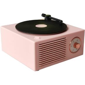 Vinyl Record Player Style Bluetooth Speaker Old Fashioned Classic Style White Cute Look Gift for Girls Bass Enhancement Loud Volume Speaker by Wetocke