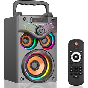 مكبرات صوت بلوتوث محمولة، مكبرات صوت بلوتوث لاسلكية مع مضخم صوت، راديو FM، مكبرات صوت للحفلات الصغيرة عالية مع صوت جهير، نظام ستيريو للمنزل في الهواء الطلق، يدعم محرك TF/Aux/USB in Kuwait