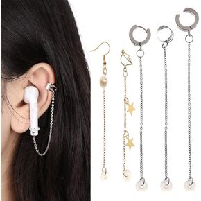Anti-Lost Earring Hook for Airpods, 5 Pairs Earring Accessory, Stainless Steel Clip-On Earrings, Suitable for Hiking/Jogging/Working/Running/Gym, Ultra-Light - Nickel Free