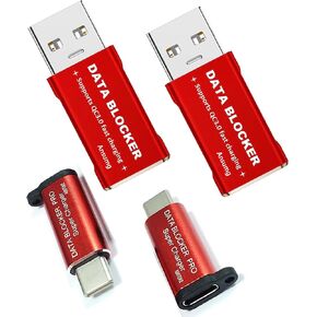 Data Blocker, USB A to A & USB C to C Data Blocker (4-Pack), Protect Against Juice Jacking,100% Guaranteed Prevent Hacker Attac,Support Safe Fast Charging up to 20V/4A