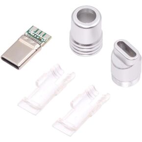 xiwai USB DIY Kit USB 3.1 Type-C Male Plug Connector Welding Solder Type with Black Aluminum Alloy Shell Customization Repair Replacement for 4.0mm~6.0mm Cable
