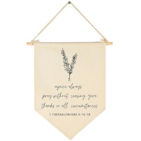 Rejoice Always- Bible Verse Wall Art- Minimal Christian Wall Decor- Bible Gift-Scripture Hanging Flag Art Decor-Banner Wall Sign Gift-Farmhouse Living Room Bedroom Home Decor