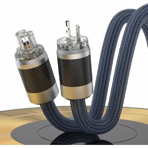 سلك طاقة مضخم الصوت HiFi Audiophile، 125 فولت/15 أمبير 10AWG كابل طاقة تيار متردد عالي النهاية من ألياف الكربون مطلي بالروديوم الأسود موصل الولايات المتحدة IEC320 C13 (2M / 6.6FT)