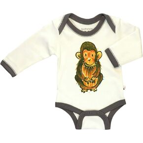 Babysoy Jane Goodall Long Sleeve Animal Pattern Bodysuit/Onesie