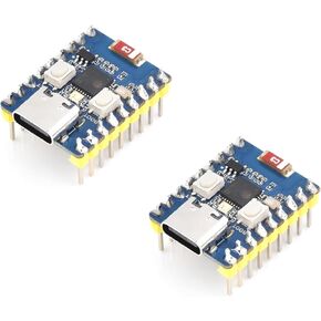 waveshare 2 PCS ESP32-C3 Mini Development Board with Pre-Soldered Header with 2.4GHz Wi-Fi,Bluetooth 5 Support,Based on ESP32-C3FN4 Single-core Processor,160MHz Running Frequency, USB Type-C Port