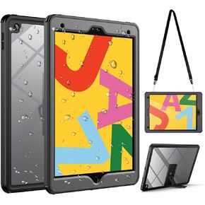 for iPad 9th/8th/7th Generation Case, iPad 10.2 Case (2021/2020/2019), [Built-in Screen Protector] [Heavy Duty Rugged Protective Case] [IP68 Waterproof] [Full Body Shockproof Protective Cover] (Black)