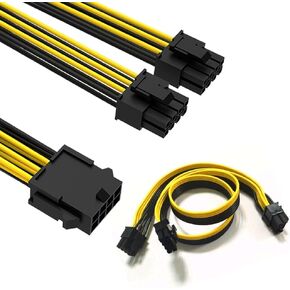 PCI-e 8 Pin Male to Dual 8 Pin (6+2) Male PCI Express Power Adapter Cable for EVGA Modular Power Supply Cable for Graphics Video Card 8 pin Splitter 25+10 inches