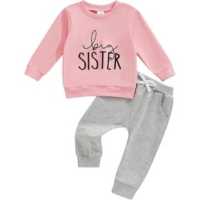 Toddler Baby Girl Fall Winter Outfit Letter Print Long Sleeve Sweatshirts and Stretch Pants Infant Girl Clothes