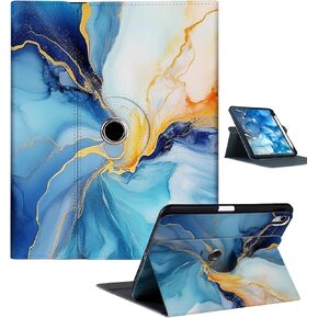 Compatible with iPad Air 6th Gen 11 Inch Case M2 2024 / iPad Air 5th Gen Case 2022 / iPad Air 4th Gen Case 2020, 10.9 Inch iPad Air Case with Pencil Holder [Support Auto Wake/Sleep] -Blue Marble