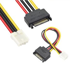 4 Pin Floppy Drive to 15 Pin SATA Male Power Cable 4-pin Floppy Power Port to SATA 15pin Male Driver Power Wire Electrical Accessories