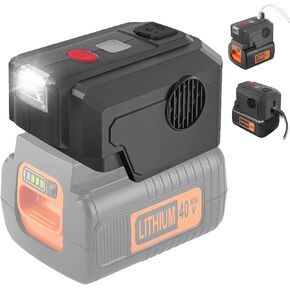 For BLACK+DECKER Power Inverter Generator, 200W Portable Power Source Supply Adapter for B&D 36V/40V MAX Li-ion Battery W/LED Light &USB &AC Outlet, DC 40V to 110V/120V AC Output Power Station