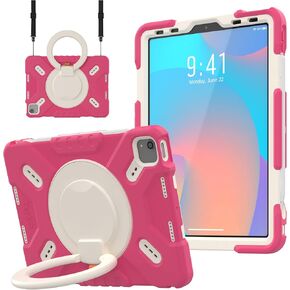 Triple Shockproof Case for iPad Air 5th/4th Generation 10.9 inch 2022/2020 and iPad Pro 11 Case 2022 2021 2020 2018 Gen, Kids Boy Girl Cover with Kickstand, Shoulder Strap (Black)