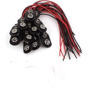 10pcs DC 9V Battery Clip I-Type Soft Buckle Connector Lead Wire 15cm Long