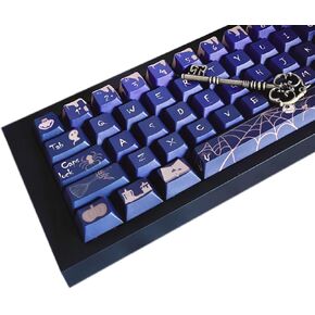 Anime PBT Keycaps Witch Theme Purple & Black Cool Custom Keycaps Cherry Profile keycaps 5 Sides Sublimation Keycap Set for 60% 65% 75% 100% Cherry Mx Switches Mechanical Gaming Keyboard