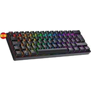 Ranked N60 Nova 60% | Hot Swappable Mechanical Gaming Keyboard | 62 Keys Multi Color RGB LED Backlit for PC/Mac Gamer | ISO ES Spanish Layout (Black, Gateron Brown)
