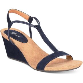 Style & Co. Womens Mulan T-strap Open Toe Wedge Sandals Navy 12 Medium (B,M)