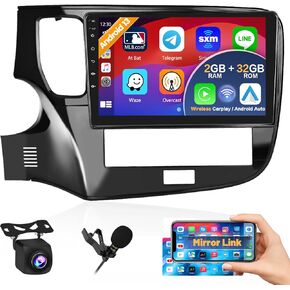 Roinvou Android Screen Radio for Mitsubishi Outlander 2018-2021, Built-in Wireless CarPlay Radio with Android Auto, 10.1'' Touch Screen in-Dash GPS Navigation Support Mirror Link BT FM AHD SWC DSP
