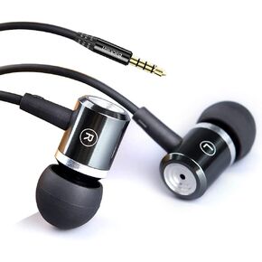 Wired in-Ear Headphones with Mic Volume Control Noise Cancelling Earbuds with Microphone Powerful Bass Earphones 3.5mm Jack for iOS Android Smartphones (black)