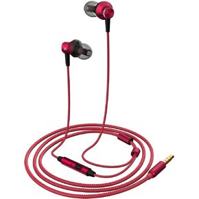 in Ear Headphones, MR01 Comfortable Tangle-Free Stylish Wired in-Ear Earbuds with Microphone, Crystal Clear Sound Noise Isolating Earphones for iPhone iPod Samsung Laptop Computer, Red