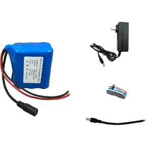 Seasider 12V 5000mAh Li-ion Battery Pack, Bare Leads Wire Lithium Replacement Battery with 12V Charger for 12 Volt Device RC Car, Robot, DIY, LED Light Strip
