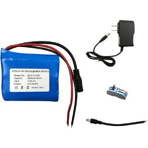 12V 10000mAh Rechargeable Lithium Battery Pack, Bare Leads Wire Replacement Li-ion Battery with 12V Charger for 12 Volt Device RC Car, Boat, Robot, LED Light Strip, CCTV Camera