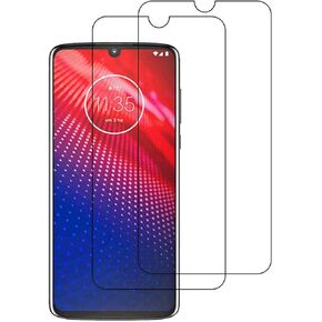[2 Pack Bubble Free HD High Clear Tempered Glass Screen Protector for Motorola Moto Z4 XT1980 6.4" XT1980-3 XT1980-4 Black