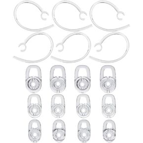 Earbud Gel & Ear Hook Earbud Tips Replacement Earbud Tips Silicone Ear Tips 12 Pcs Small Ear Gels 6 Pcs Replacement Ear Hooks Compatible with Plantronics M155 M165 M1100 M100 M55 M28 M25 Voyager Edge
