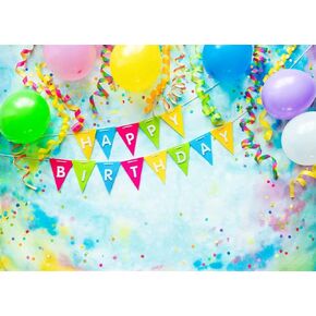 BELECO 7x5ft Fabric Happy Birthday Backdrop Kids Birthday Party Decorations Birthday Banner Colorful Balloons Birthday Party Backdrop Cake Table Decor Boy Girl Women Photoshoot Photo Background Props