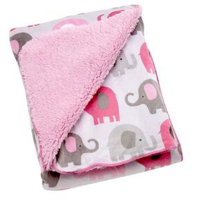 Little Bedding By NoJo Elephant Time Velboa Blanket, Pink